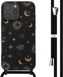 Imoshion Siliconen design hoesje met koord voor de Apple iPhone 16 Pro Max - Sky Black Meerkleurig