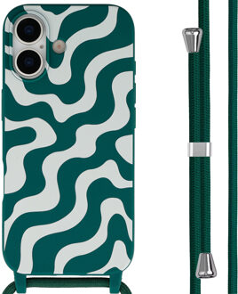 Imoshion Siliconen design hoesje met koord voor de Apple iPhone 17 - Petrol Green Groovy Meerkleurig
