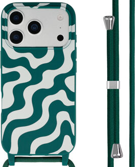Imoshion Siliconen design hoesje met koord voor de Apple iPhone 17 Pro Max - Petrol Green Groovy Meerkleurig