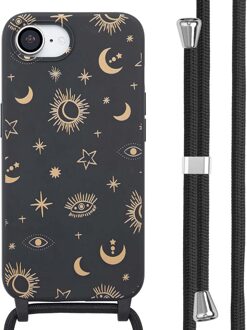 Imoshion Siliconen design hoesje met koord voor de Apple iPhone 17e / 16e - Sky Black Meerkleurig