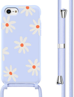 Imoshion Siliconen design hoesje met koord voor de Apple iPhone SE (2022 / 2020) / 8 / 7 - Lila Flower Distance Meerkleurig