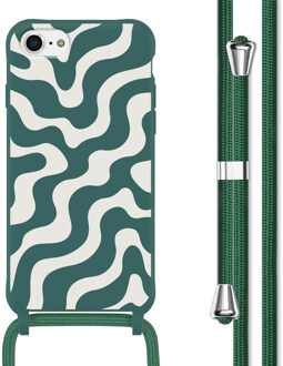 Imoshion Siliconen design hoesje met koord voor de Apple iPhone SE (2022 / 2020) / 8 / 7 - Petrol Green Groovy Meerkleurig