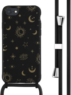 Imoshion Siliconen design hoesje met koord voor de Apple iPhone SE (2022 / 2020) / 8 / 7 - Sky Black Zwart