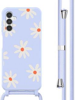 Imoshion Siliconen design hoesje met koord voor de Samsung Galaxy A14 (5G/4G) - Lila Flower Distance Meerkleurig