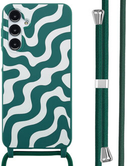 Imoshion Siliconen design hoesje met koord voor de Samsung Galaxy A16 - Petrol Green Groovy Meerkleurig