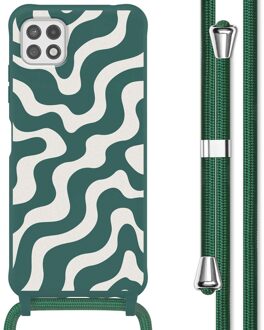 Imoshion Siliconen design hoesje met koord voor de Samsung Galaxy A22 (5G) - Petrol Green Groovy Meerkleurig