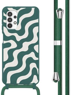 Imoshion Siliconen design hoesje met koord voor de Samsung Galaxy A32 (4G) - Petrol Green Groovy Meerkleurig