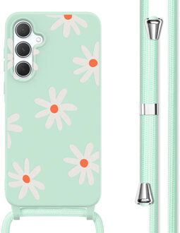 Imoshion Siliconen design hoesje met koord voor de Samsung Galaxy A35 - Green Flower Distance Meerkleurig