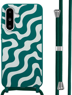 Imoshion Siliconen design hoesje met koord voor de Samsung Galaxy A36 / A56 - Petrol Green Groovy Meerkleurig