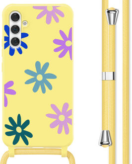 Imoshion Siliconen design hoesje met koord voor de Samsung Galaxy A54 (5G) - Yellow Flower Distance Meerkleurig
