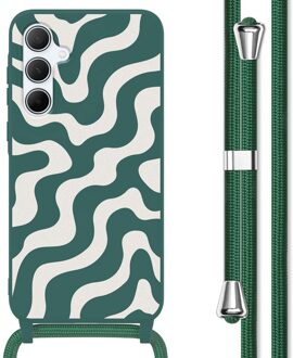 Imoshion Siliconen design hoesje met koord voor de Samsung Galaxy A55 - Petrol Green Groovy Meerkleurig