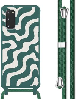 Imoshion Siliconen design hoesje met koord voor de Samsung Galaxy S20 - Petrol Green Groovy Meerkleurig