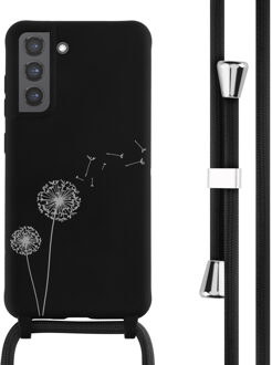 Imoshion Siliconen design hoesje met koord voor de Samsung Galaxy S21 FE - Dandelion Black Zwart