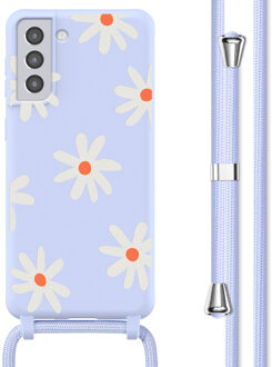 Imoshion Siliconen design hoesje met koord voor de Samsung Galaxy S21 Plus - Lila Flower Distance Meerkleurig