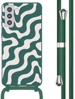 Imoshion Siliconen design hoesje met koord voor de Samsung Galaxy S21 Plus - Petrol Green Groovy Meerkleurig
