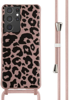 Imoshion Siliconen design hoesje met koord voor de Samsung Galaxy S21 Ultra - Animal Pink Meerkleurig