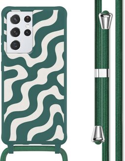 Imoshion Siliconen design hoesje met koord voor de Samsung Galaxy S21 Ultra - Petrol Green Groovy Meerkleurig