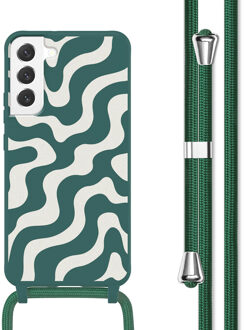 Imoshion Siliconen design hoesje met koord voor de Samsung Galaxy S22 - Petrol Green Groovy Meerkleurig