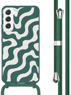 Imoshion Siliconen design hoesje met koord voor de Samsung Galaxy S22 Plus - Petrol Green Groovy Meerkleurig