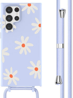Imoshion Siliconen design hoesje met koord voor de Samsung Galaxy S22 Ultra - Lila Flower Distance Meerkleurig