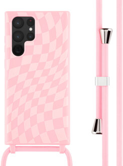 Imoshion Siliconen design hoesje met koord voor de Samsung Galaxy S22 Ultra - Retro Pink Roze