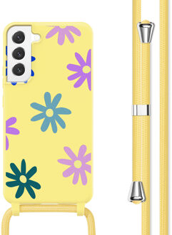 Imoshion Siliconen design hoesje met koord voor de Samsung Galaxy S22 - Yellow Flower Distance Meerkleurig