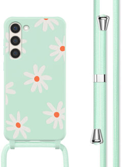 Imoshion Siliconen design hoesje met koord voor de Samsung Galaxy S23 - Green Flower Distance Meerkleurig