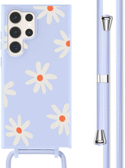 Imoshion Siliconen design hoesje met koord voor de Samsung Galaxy S23 Ultra - Lila Flower Distance Meerkleurig