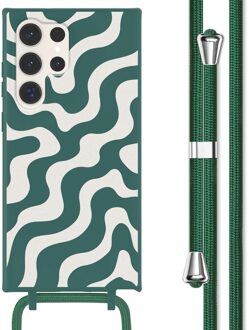 Imoshion Siliconen design hoesje met koord voor de Samsung Galaxy S23 Ultra - Petrol Green Groovy Meerkleurig
