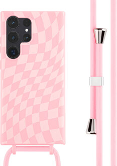 Imoshion Siliconen design hoesje met koord voor de Samsung Galaxy S23 Ultra - Retro Pink Roze