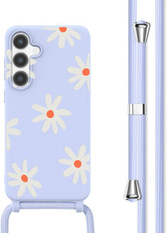 Imoshion Siliconen design hoesje met koord voor de Samsung Galaxy S24 - Lila Flower Distance Meerkleurig