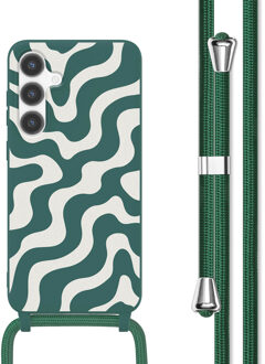 Imoshion Siliconen design hoesje met koord voor de Samsung Galaxy S24 - Petrol Green Groovy Meerkleurig