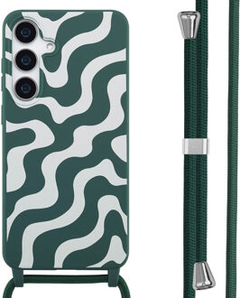 Imoshion Siliconen design hoesje met koord voor de Samsung Galaxy S25 Plus - Petrol Green Groovy Meerkleurig