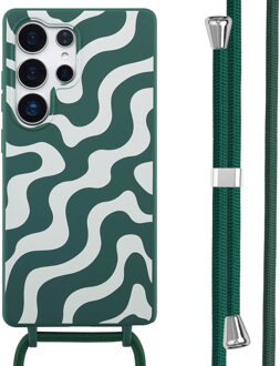 Imoshion Siliconen design hoesje met koord voor de Samsung Galaxy S25 Ultra - Petrol Green Groovy Meerkleurig
