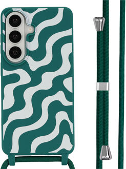 Imoshion Siliconen design hoesje met koord voor de Samsung Galaxy S26 - Petrol Green Groovy Meerkleurig