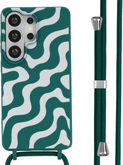 Imoshion Siliconen design hoesje met koord voor de Samsung Galaxy S26 Ultra - Petrol Green Groovy Meerkleurig