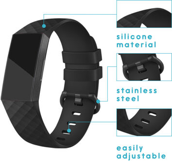 Imoshion Siliconen Smartwatch Bandje voor de Fitbit Charge 2,Fitbit Charge 3,Fitbit Charge 4 - Zwart