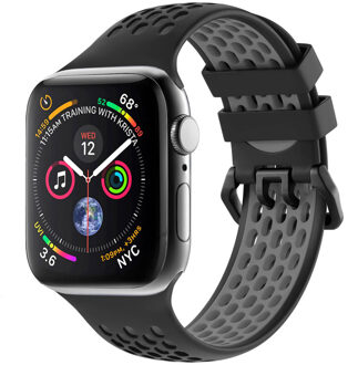 Imoshion Siliconen sport bandje gesp voor de Apple Watch Series 1 t/m 9 / SE (38/40/41 mm) | Series 10 / 11 (42 mm) - Zwart / Grijs - 41 mm