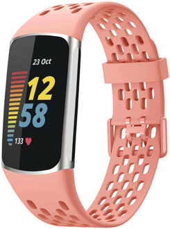 Imoshion Siliconen sport bandje met gaatjes voor de Fitbit Charge 5 / Charge 6 - Peach Oranje - One size