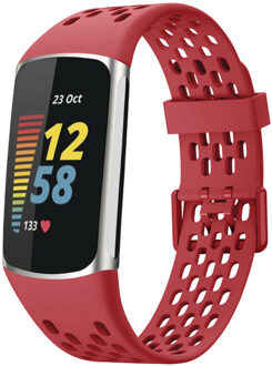 Imoshion Siliconen sport bandje met gaatjes voor de Fitbit Charge 5 / Charge 6 - Rood Roze - One size