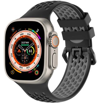Imoshion Siliconen sport bandje met gesp voor de Apple Watch Series 1 - 11 / SE / Ultra (44/45/46/49 mm) - Black / Grey Zwart - 49 mm