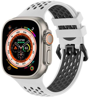 Imoshion Siliconen sport bandje met gesp voor de Apple Watch Series 1 - 11 / SE / Ultra (44/45/46/49 mm) - White / Black Wit - 49 mm
