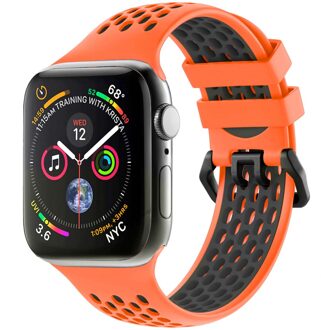 Imoshion Siliconen sport bandje met gesp voor de Apple Watch Series 1 - 9 / SE (38/40/41 mm) | Series 10 / 11 (42 mm) - Orange & Black Oranje - 41 mm