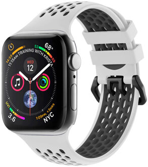 Imoshion Siliconen sport bandje met gesp voor de Apple Watch Series 1 - 9 / SE (38/40/41 mm) | Series 10 / 11 (42 mm) - White / Black Wit - 41 mm
