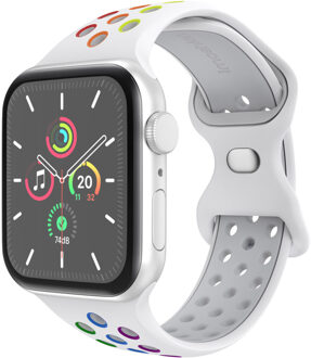 Imoshion Siliconen Sport⁺ bandje voor de Apple Watch | 38/40/41/42 mm - Maat M/L - White Rainbow Meerkleurig - 42 mm