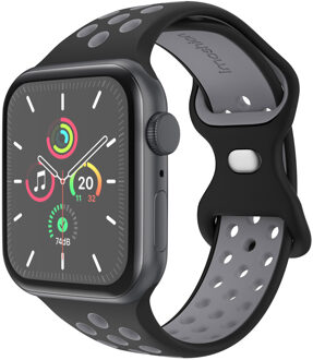 Imoshion Siliconen Sport⁺ bandje voor de Apple Watch | 38/40/41/42 mm - Maat S/M - Black / Grey Zwart - 42 mm