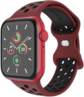 Imoshion Siliconen Sport⁺ bandje voor de Apple Watch Series 1 - 11 / SE / Ultra (44/45/46/49 mm) - Maat M/L - Wine Red & Black Meerkleurig - 49 mm