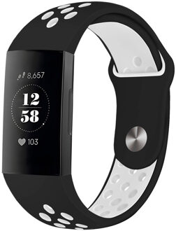 Imoshion Siliconen sport bandje voor de Fitbit Charge 3 / 4 - Black & White Zwart - One size