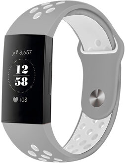 Imoshion Siliconen sport bandje voor de Fitbit Charge 3 / 4 - Grey & White Grijs - One size