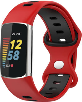 Imoshion Siliconen Sport⁺ bandje voor de Fitbit Charge 5 / 6 - Red & Black Rood - One size